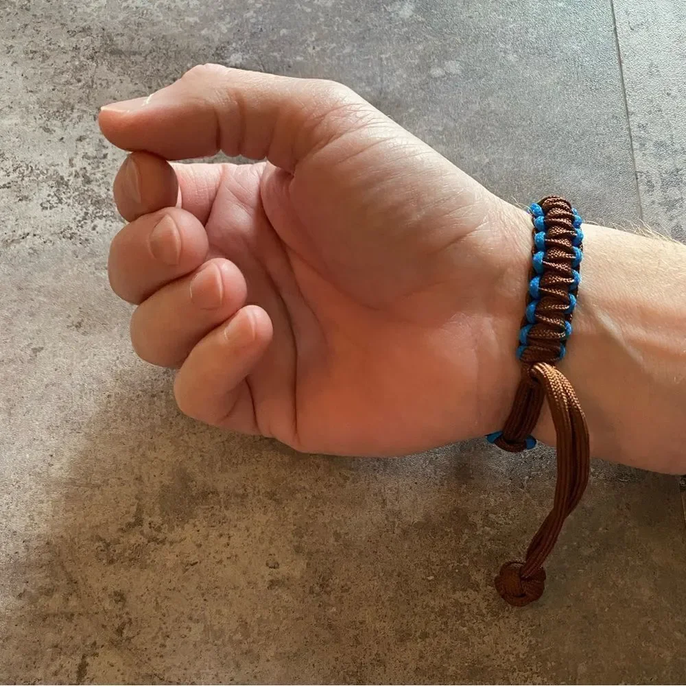 Paracord Bracelet NEW Brown Blue Adjustable Unisex Sporty Handmade USA